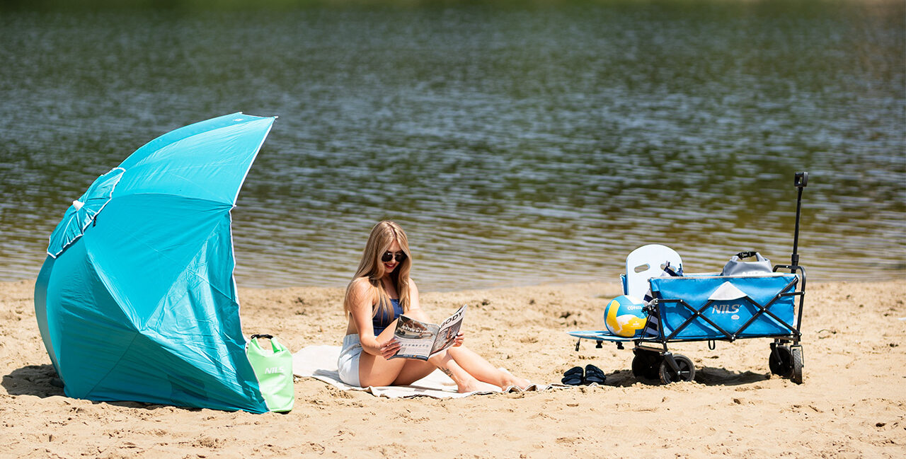 Namiot plażowy i wózek na plażę: duet, który skraca logistykę i zwiększa komfort dnia